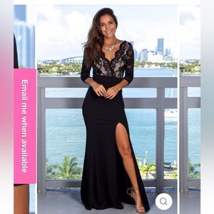 Formal black gown with lace top size Medium